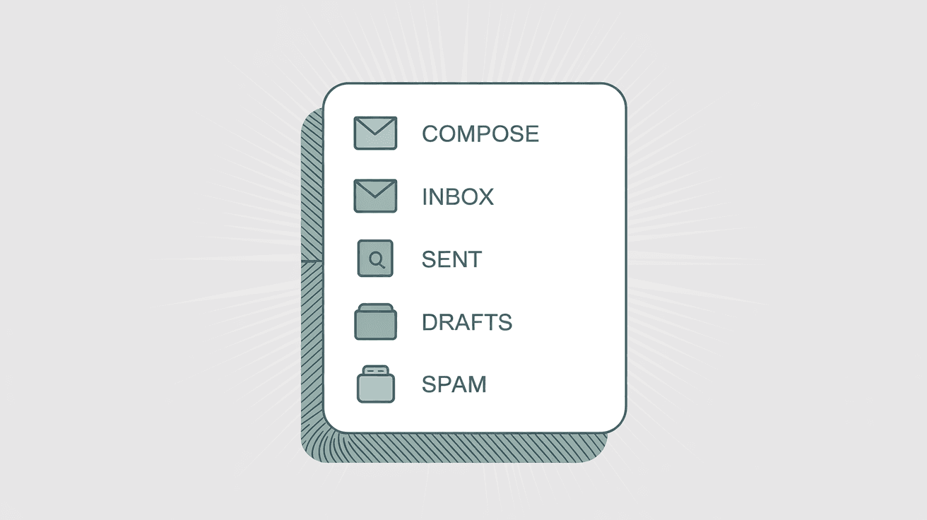 Gmail desktop sidebar navigation showing main email sections and organization